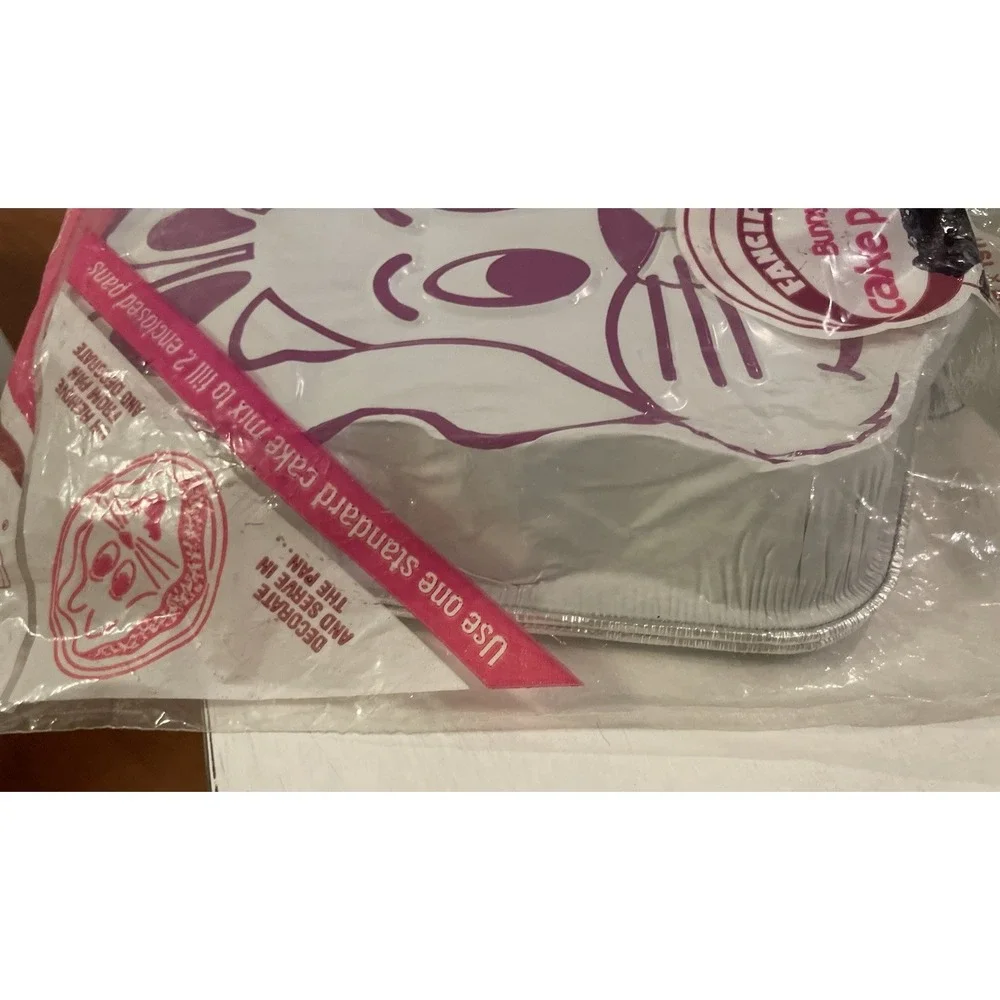 Vintage Set Of 2 Fancifoil Aluminum Foil Easter Bunny Cake Pans USA New‎ In Bag